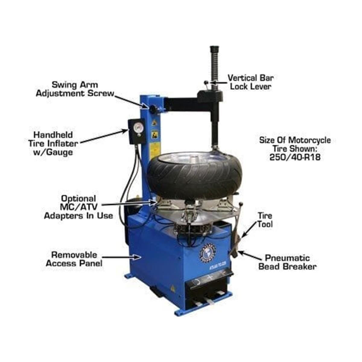 Atlas Automotive Equipment TC229 Rim-Clamp Tire Changer with Beadblaster