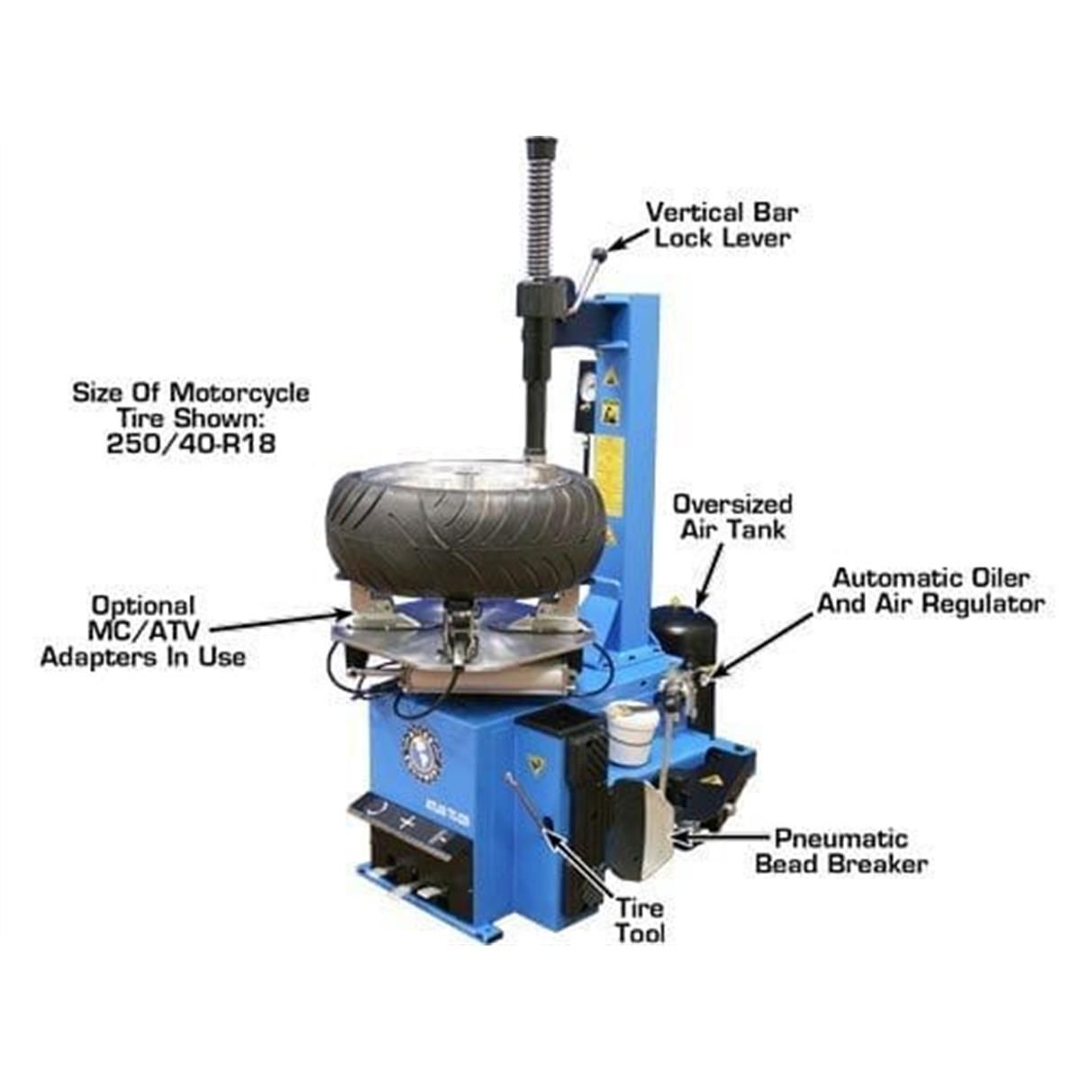 Atlas Automotive Equipment TC229 Rim-Clamp Tire Changer with Beadblaster